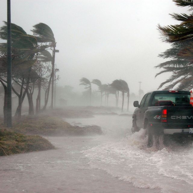 truck under a storm